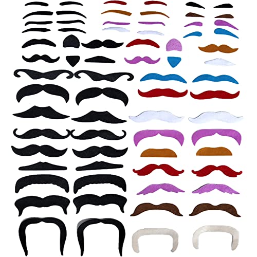 Selbstklebend Bärte Gefälschte Schnurrbärte, 60 Stück Selbstklebende Schnurrbart Bart Fake Moustache,Klebebärte aufklebbarer falscher Bärte,Schnauzer zum Ankleben, 30 Stile von SIMUER