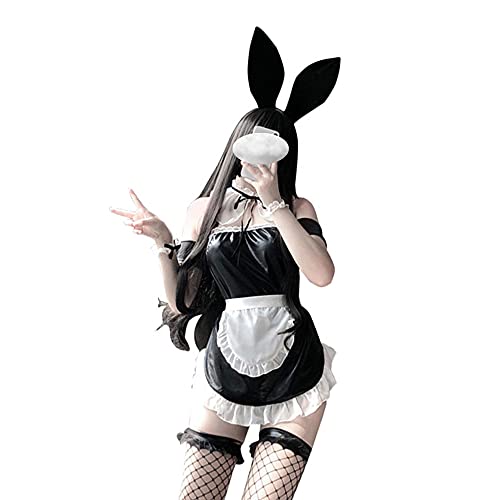 SINGUYUN Sexy Damen-Body, Hasen-Kostüm, Mädchen, einteilig, Anime, Cosplay, Kaninchen, Partykleidung, 8104 Schwarz von SINGUYUN