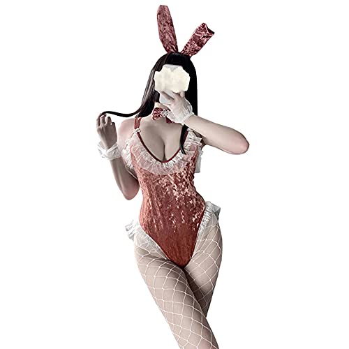 SINGUYUN Sexy Hasenkostüm für Damen, einteilig, Anime, Cosplay, Kaninchen, Party-Kleidung (2453Pink) von SINGUYUN