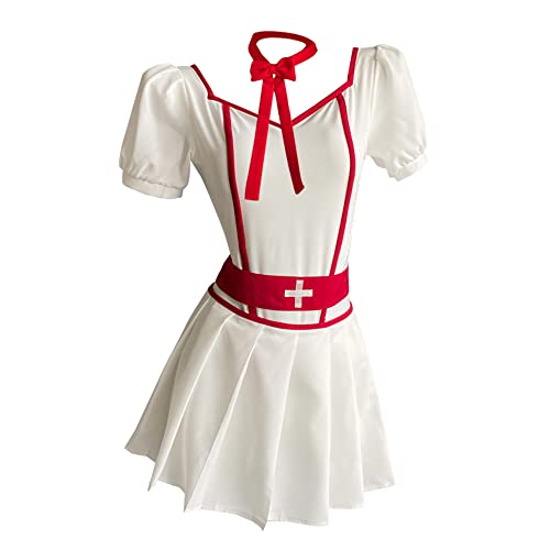 SINGUYUN Sexy Krankenschwester Kostüm für Frauen Krankenschwester Cosplay Dessous Babydoll Outfit Rollenspiel Unterwäsche Kleid mit Hut (2619Weiß) von SINGUYUN