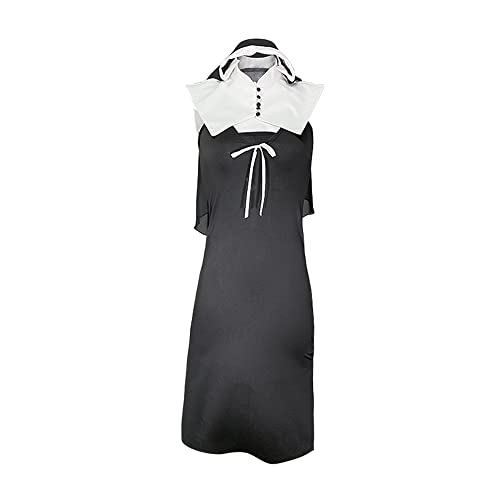 SINMIUANIME Damen Dessous Uniform Damen Dessous Kreuzkragen Sexy Quaste Schwarz Weiß Nonne Cosplay Dessous Anzug (2718Black White), Einheitsgröße von SINMIUANIME
