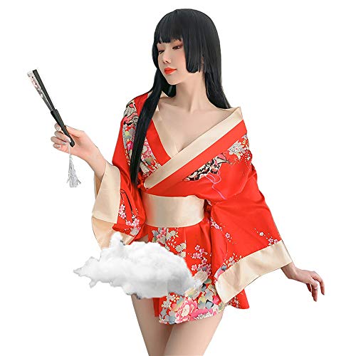 SINMIUANIME Frauen Dessous Sexy Dessous Japanisches Retro Kimono Kleid Cosplay Japanischer Kimono Anzug (7972Red) von SINMIUANIME