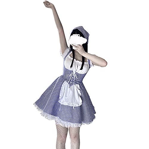 SINMIUANIME Japanisches Anime-Dienstmädchen-Outfit, klassische Lolita-Schürze, Dienstmädchenkleid, Cosplay-Dessous, sexy, niedlich (2449Blue) von SINMIUANIME