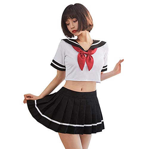 SINMIUANIME Sexy Dessous weibliche JK Uniform Cosplay Dessous japanische Matrosen weich niedlich Student Anzug, weiß/schwarz, Einheitsgröße von SINMIUANIME
