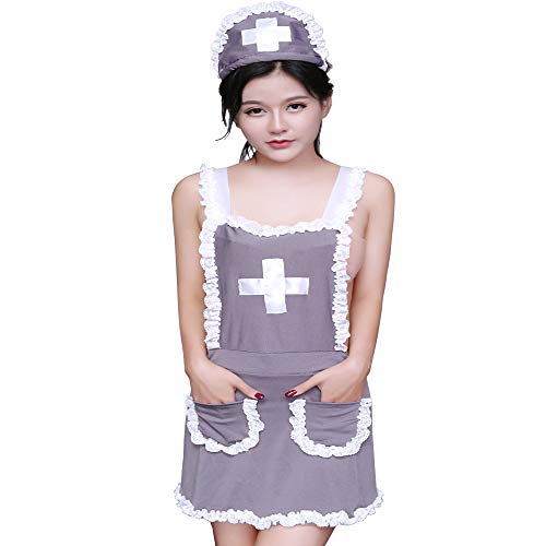 SINMIUANIME Sexy Krankenschwestergirlande Erwachsene Krankenschwester Kostüm Halloween Cosplay Dessous Krankenschwestern Outfit, 7915 Grau von SINMIUANIME