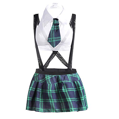 Sexy Schulmädchen-Kostüm, Cosplay, Unterwäsche, Party-Uniform-Set (602 weißgrün, Größe 3XL) von SINMIUANIME