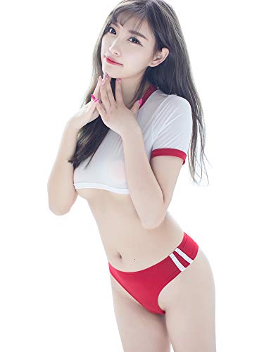 Japanisches Schulmädchen-Kostüm Lolita Anime Cosplay Badeanzug Dessous Kawaii Sexy (rot) von SINROYEE