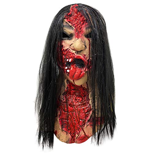 Gruselige Schrei Maske Gruselige Zombie Vampir Horror Teufel Maske mit Langen Haaren Alte Weibliche Maske Vollkopf Latex Maske für Erwachsene von SINSEN