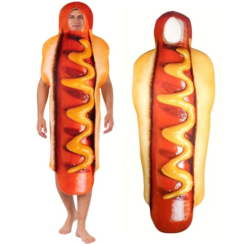 Hot Dog Kostüm Erwachsene Lustiges Essen Kostüm Halloween Cosplay Outfit Verkleidung für Männer Frauen für Karneval Party Festival Show Hot Dog Kostüm Erwachsene Lustiges Essen Kostüm Halloween Cosplay Outfit Verkleidung für Männer Frauen für Karneval Party Festival Show von SINSEN