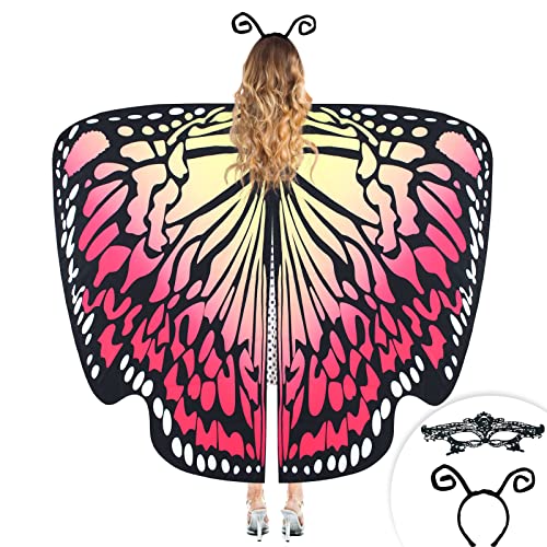 Kostüm Schmetterlings Damen,Schmetterlingskostüm Erwachsene Mit Kopfschmuck Und Masken Schmetterlingsflügel Karnevalskostüme für Halloween Cosplay Party,Style 03 von SINSEN