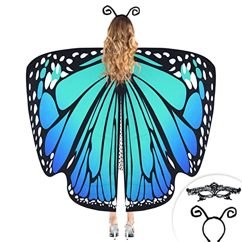 Kostüm Schmetterlings Damen,Schmetterlingskostüm Erwachsene Mit Kopfschmuck Und Masken Schmetterlingsflügel Karnevalskostüme für Halloween Cosplay Party,Style 06 von SINSEN