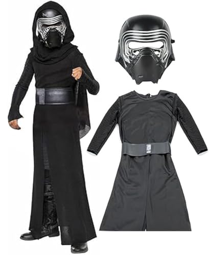 Kylo Ren Kostüm für Kinder Jungen Kylo Ren Overall Maske Gürtel Cowl Kylo Ren SW Black Series Halloween Cosplay Outfits von SINSEN