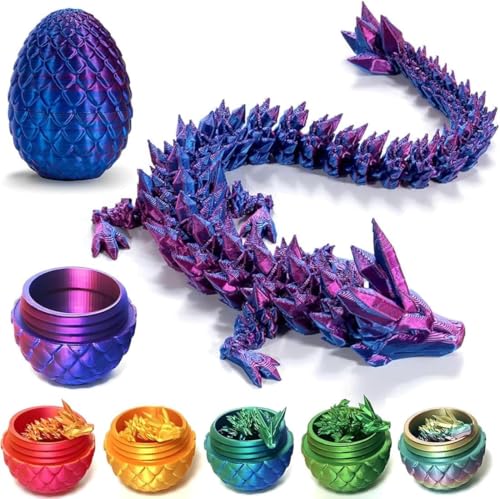 3D Gedrucktes Drachenei Beweglicher Drache Dracheneier mit Drachen im Inneren Drachenei Spielzeug Kristalldrachenspielzeug Drachenspielzeug für Kinder, Jungen und Mädchen von SINSEN