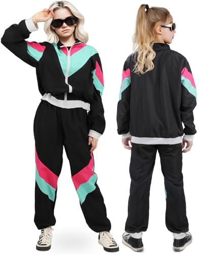 SINSEN 80er 90er Jahre Outfit Kostüm für Kinder 80er 90er Trainingsanzug Jacke Hose Anzug Retro Hip Hop Overall Kostüm für Jungen und Mädchen Disco Trainingsanzug Outfit SINSEN 80er 90er Jahre Outfit Kostüm für Kinder 80er 90er Trainingsanzug Jacke Hose Anzug Retro Hip Hop Overall Kostüm für Jungen und Mädchen Disco Trainingsanzug Outfit von SINSEN