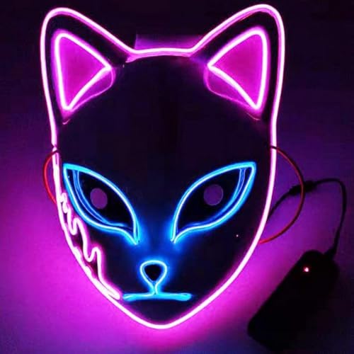 SINSEN Dämonentöter Anime Maske Halloween Fuchs LED Cosplay Kostüm Maske mit Narbe Halloween Maskerade Karneval Cosplay Kostüm Party Requisiten für Erwachsene Kinder SINSEN Dämonentöter Anime Maske Halloween Fuchs LED Cosplay Kostüm Maske mit Narbe Halloween Maskerade Karneval Cosplay Kostüm Party Requisiten für Erwachsene Kinder von SINSEN