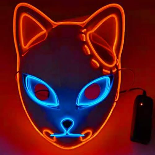 SINSEN Dämonentöter Anime Maske Halloween Fuchs LED Cosplay Kostüm Maske mit Narbe Halloween Maskerade Karneval Cosplay Kostüm Party Requisiten für Erwachsene Kinder SINSEN Dämonentöter Anime Maske Halloween Fuchs LED Cosplay Kostüm Maske mit Narbe Halloween Maskerade Karneval Cosplay Kostüm Party Requisiten für Erwachsene Kinder von SINSEN