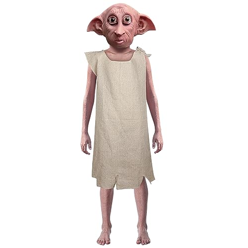 SINSEN Dobby Kostüm mit Maske für Kinder Hauselfen Kostüm Dobby Masken Hemd Halloween Cosplay Outfit für Jungen und Mädchen von 4–10 Jahren von SINSEN