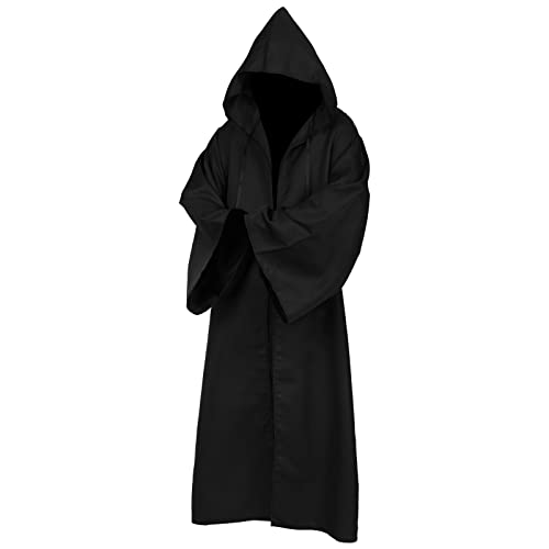 SINSEN Erwachsenenkostüm Jedi-Robe, Kapuzenumhang, SW, Obi Wan, Kenobi, Umhang, Vampir, Zauberer, Mittelalterliche Cosplay-Uniform für Halloween, Party, Herren, Schwarz, Größe XL SINSEN Erwachsenenkostüm Jedi-Robe, Kapuzenumhang, SW, Obi Wan, Kenobi, Umhang, Vampir, Zauberer, Mittelalterliche Cosplay-Uniform für Halloween, Party, Herren, Schwarz, Größe XL von SINSEN