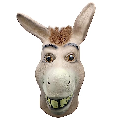 SINSEN Eselkopfmaske Esel Cosplay Latexmaske Realistische Tier Lustige Party Maske Maskerade Maske für Halloween Weihnachten Kostüm Requisiten für Männer Frauen von SINSEN