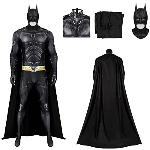 SINSEN Fledermaus-Superhelden-Kostüm für Erwachsene und Herren, Ritter-Cosplay-Overall, Umhang, Outfit, Maske für Halloween, Party, dunkel (3XL, Fledermaus-Kostüm + Maske) von SINSEN