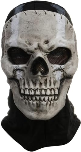 SINSEN Halloween Geistermaske Ghostface Schädel Vollmaske MW2 Skelett Latex Kopfbedeckung Gruselige Halloween Cosplay Maske für Erwachsene von SINSEN