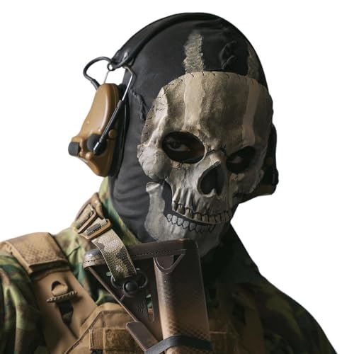 SINSEN Halloween Geistermaske Ghostface Schädel Vollmaske MW2 Skelett Latex Kopfbedeckung Gruselige Halloween Cosplay Maske für Erwachsene von SINSEN