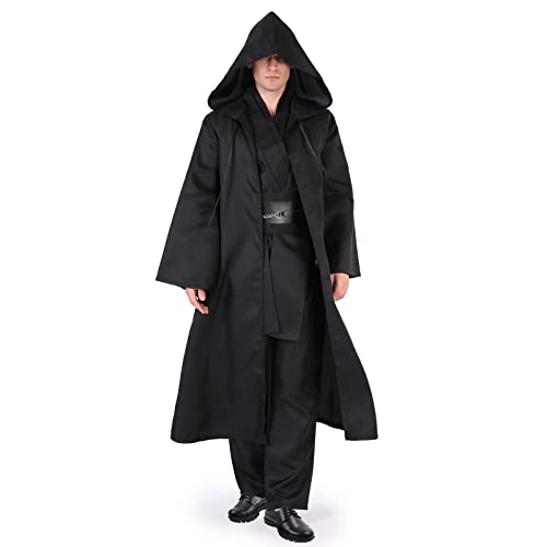 SINSEN Jedi Kostüm für Erwachsene Männer Jedi Kapuzenrobe Tunika Gürtel Outfit Cosplay Umhang vollständiger Satz Uniform Halloween Jedi Kostüm von SINSEN