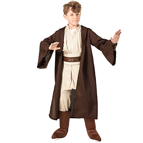 SINSEN Jedi Kostüm für Kinder Obi Wan Kenobi Kostüm Kinder Kapuzen Roben Outfit mit Gürtel komplettes Set Halloween Cosplay Kostüm von SINSEN