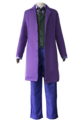 SINSEN Joker-Kostüm für Herren, 6-teilig, Cosplay, Ritterhose, Anzug für Erwachsene, Mantel, Hemd, Weste, Verkleidung, Halloween, Party, Outfit (klein) von SINSEN