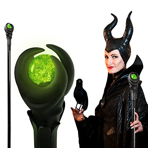 SINSEN Maleficent Staff LED-Zauberstab, 129,5 cm, leuchtendes Zepter, Magie, Cosplay, Halloween, Maskerade, Zauberer, Requisiten (grünes Licht) von SINSEN