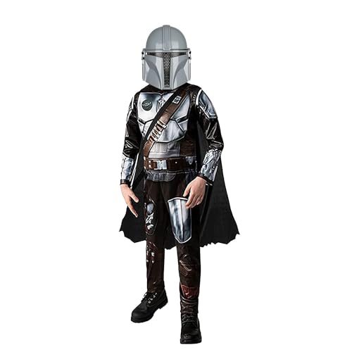 SINSEN Mandalorianisches Kostüm für Kinder, Jungen, mit Mandalorianer-Helm, Umhang, Overall, Cosplay-Outfit für Welttag des Buches, Halloween, Verkleidung (groß) von SINSEN