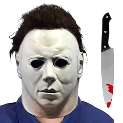 SINSEN Michael Myers Maske für Kinder Michael Myers Halbgesichtsmaske mit Elastischem Band Blutiges Messer Halloween Kosplay Kostüm Zubehör Entworfen für Jungen Mädchen SINSEN Michael Myers Maske für Kinder Michael Myers Halbgesichtsmaske mit Elastischem Band Blutiges Messer Halloween Kosplay Kostüm Zubehör Entworfen für Jungen Mädchen von SINSEN