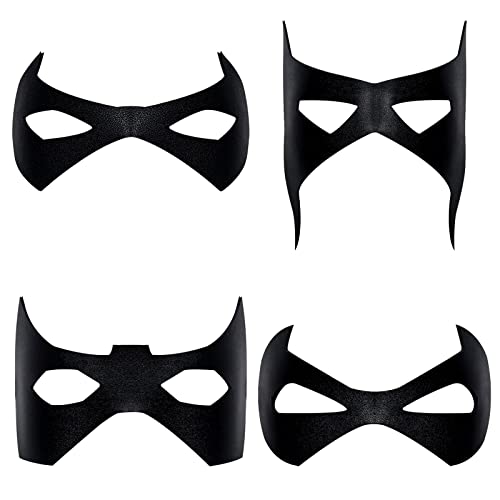 SINSEN Schwarze Superhelden-Augenmaske Batman Domino Augenmaske Leder Cosplay Kostüm Requisiten mit elastischem Seil Halloween Maskerade Party Zubehör für Erwachsene Kinder von SINSEN