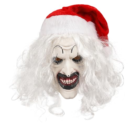 SINSEN Terrifier Art der Clown Maske Gruseliger Killer Clown Joker Maske Kostüm Zubehör Halloween Gruselig Cosplay für Erwachsene Männer Frauen (E) von SINSEN