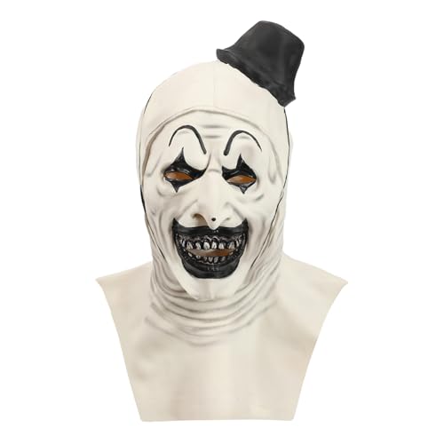 SINSEN Terrifier Art der Clown Maske Gruseliger Killer Clown Joker Maske Kostüm Zubehör Halloween Gruseliges Cosplay für Erwachsene Männer Frauen (C) von SINSEN
