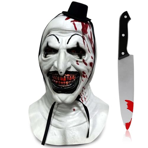 SINSEN Terrifier Art die Clown Maske für Erwachsene Scary the Killer Clown Joker-Maske Halloween Cosplay Vollkopfmaske Kostüm Requisiten von SINSEN