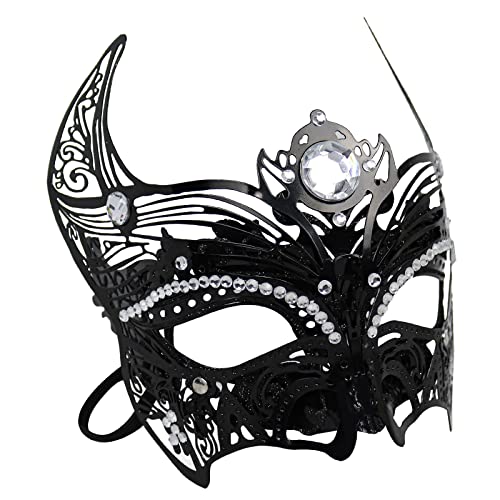 SINSEN Venezianische Maske für Männer Frauen, Luxus Maskerade Masken Mode Party PVC Maske Halloween Kostüm Maske Mardi Gra Party Karneval Augenmaske Requisiten (Schwarz Maskerade Mask MJ-0525-J) von SINSEN