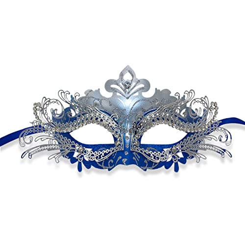 SINSEN Venezianische Maske für Männer Frauen, Luxus Maskerade Rosen Masken Mode Party PVC Maske Halloween Kostüm Maske Mardi Gra Party Karneval Augenmaske Requisiten,18428-BLPS von SINSEN