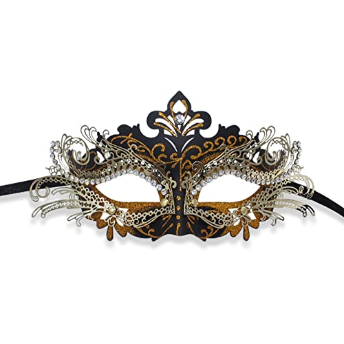 SINSEN Venezianische Maske für Männer Frauen, Luxus Maskerade Rosen Masken Mode Party PVC Maske Halloween Kostüm Maske Mardi Gra Party Karneval Augenmaske Requisiten,18428-GLBB von SINSEN