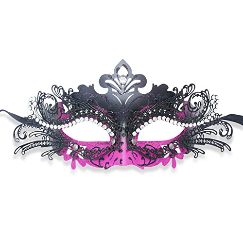 SINSEN Venezianische Maske für Männer Frauen, Luxus Maskerade Rosen Masken Mode Party PVC Maske Halloween Kostüm Maske Mardi Gra Party Karneval Augenmaske Requisiten,18428-PPB von SINSEN