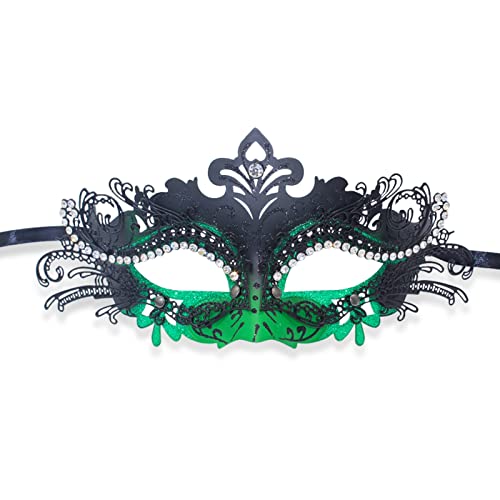 SINSEN Venezianische Maske für Männer Frauen, Luxus Maskerade Rosen Masken Mode Party PVC Maske Halloween Kostüm Maske Mardi Gra Party Karneval Augenmaske Requisiten,MJ-18428-GPB von SINSEN