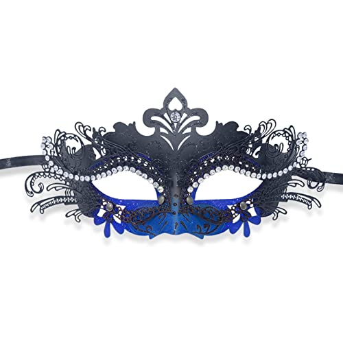 SINSEN Venezianische Maske für Männer Frauen, Luxus Maskerade Rosen Masken Mode Party PVC Maske Halloween Kostüm Maske Mardi Gra Party Karneval Augenmaske Requisiten,MJ-18428-RBB von SINSEN