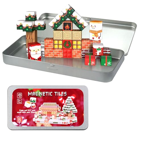SINZONeu® Magnetbausteine ab 3 Jahre - 45 Teile Starkes Magnetspielzeug, Lernspielzeug Geschenk Weihnachten mit Tragebox von SINZONeu