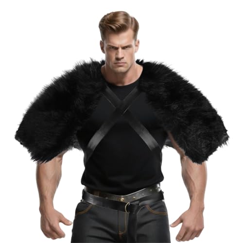 Halloween Wikinger Schulterkragen Kunstfell Wikinger Kostüm Herren Vintage Krieger Pelz Mittelalterlich Schulterüberwurf Fellumhang Verstellbar Kostüm Accessoire für Halloween Karneval Cosplay Halloween Wikinger Schulterkragen Kunstfell Wikinger Kostüm Herren Vintage Krieger Pelz Mittelalterlich Schulterüberwurf Fellumhang Verstellbar Kostüm Accessoire für Halloween Karneval Cosplay von SIQITECH