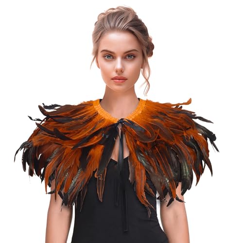 SIQITECH Federumhang Damen Halloween Umschlagtücher Gothic Federkragen Achselzucken Federschal Umhang Bunt Feder Cape Frauen Vintage Vogelkostüm für Karneval Halloween Cosplay Fasching SIQITECH Federumhang Damen Halloween Umschlagtücher Gothic Federkragen Achselzucken Federschal Umhang Bunt Feder Cape Frauen Vintage Vogelkostüm für Karneval Halloween Cosplay Fasching von SIQITECH
