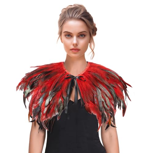 SIQITECH Federumhang Damen Halloween Umschlagtücher Gothic Federkragen Achselzucken Federschal Umhang Bunt Feder Cape Frauen Vintage Vogelkostüm für Karneval Halloween Cosplay Fasching SIQITECH Federumhang Damen Halloween Umschlagtücher Gothic Federkragen Achselzucken Federschal Umhang Bunt Feder Cape Frauen Vintage Vogelkostüm für Karneval Halloween Cosplay Fasching von SIQITECH