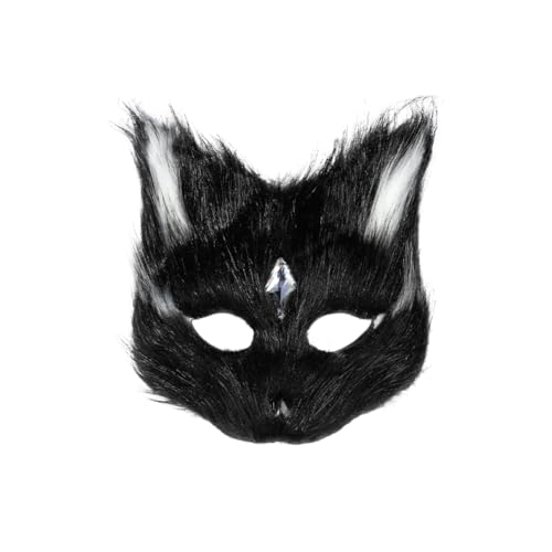 SIQITECH Fuchsmaske Halloween Tier Gesichtsmaske Kunstpelz Flauschig Katzenmasken Frauen Männer Faschingsmaske Halbes Gesicht Tiermaske Kostüm Zubehör für Halloween Karneval Maskerade Party von SIQITECH