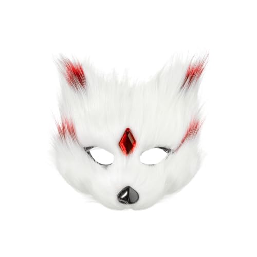 SIQITECH Fuchsmaske Halloween Tier Gesichtsmaske Kunstpelz Flauschig Katzenmasken Frauen Männer Faschingsmaske Halbes Gesicht Tiermaske Kostüm Zubehör für Halloween Karneval Maskerade Party von SIQITECH