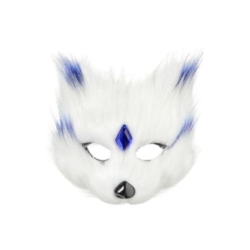 SIQITECH Fuchsmaske Halloween Tier Gesichtsmaske Kunstpelz Flauschig Katzenmasken Frauen Männer Faschingsmaske Halbes Gesicht Tiermaske Kostüm Zubehör für Halloween Karneval Maskerade Party von SIQITECH