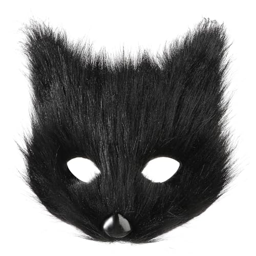 SIQITECH Halloween Fuchsmaske Kunstfell Plüschmaske Fuchs Kostüm Halbgesichts Tiermaske Plüsch Pelzig Halbgesichtsmaske mit Elastisch Band Fuchs Cosplay Maske für Halloween Karneval Maskerade von SIQITECH